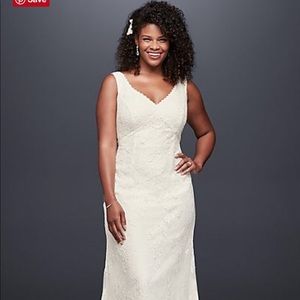 Galina V-neck Plus Size Empire Waist Wedding Dress